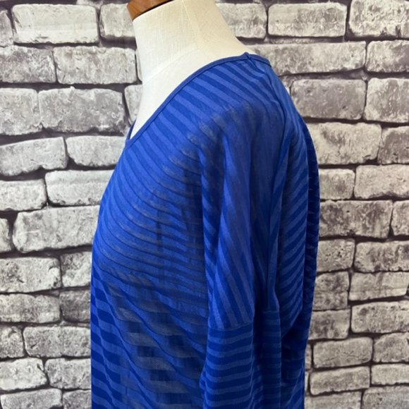 Chico's NWT Semi Sheer Blue 3/4 Sleeve Blouse Size Large - Picture 5 of 10